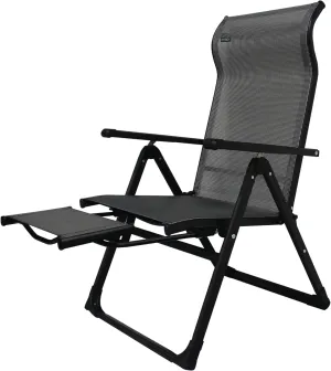 Sports Ergo  Patio Folding Chair, Gray with Flip Out Footrest, 300 LBS Weight Capacity, 7 Recline Positions