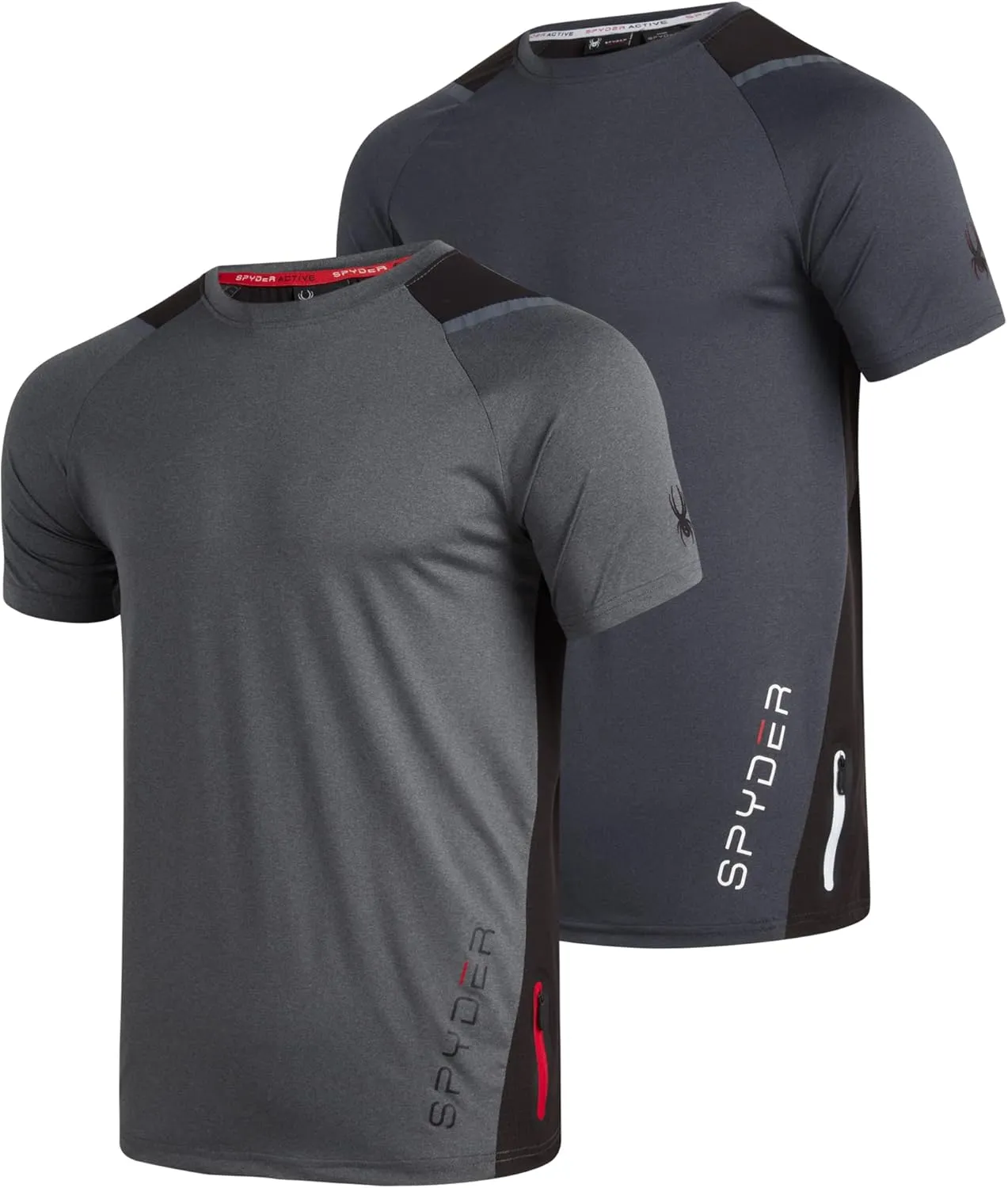 Spyder Men's Athletic T-Shirt - 2 Pack Dry Fit Short Sleeve Performance Sports Tee (S-XL)
