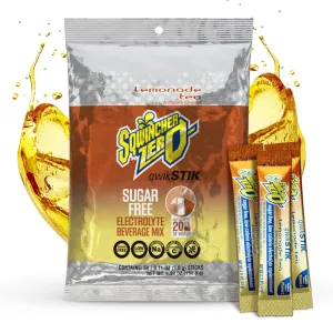 Sqwincher Zero Qwik Stik, Lemonade Tea, Sugar Free, Low Calorie, Low Sodium Electrolyte Powder Hydration Drink Mix, .11 0z Packet (Pack of 50)