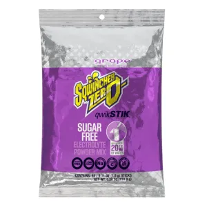 Sqwincher Zero Qwik Stik, Sugar Free, Low Calorie, Low Sodium Electrolyte Powder Hydration Drink Mix, Grape, .11 0z Packet (Pack of 50)