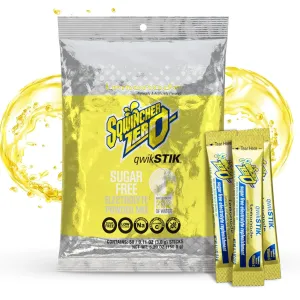 Sqwincher Zero Qwik Stik, Sugar Free, Low Calorie, Low Sodium Electrolyte Powder Hydration Drink Mix, Lemonade, .11 0z Packet (Pack of 50)