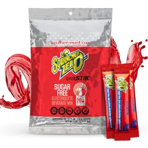 Sqwincher Zero Qwik Stik, Sugar Free, Low Calorie, Low Sodium Electrolyte Powder Hydration Drink Mix, Watermelon, .11 0z Packet (Pack of 50)