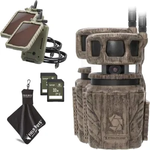 Stealth Cam Revolver 36MP Trail Camera with 1080P HD Video at 30 FPS, 0.4 Sec Trigger Speed, 360° Panoramic View, Built-in GPS, Verizon/AT&T Cellular, 32GB SD Card, Cloth, and Solar Panel (2 PK)