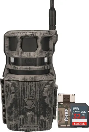 Stealth Cam Revolver Pro 360 Degree 40MP Cellular Trail Camera Bundle with 32GB Memory Card and Card Reader (3 Items)