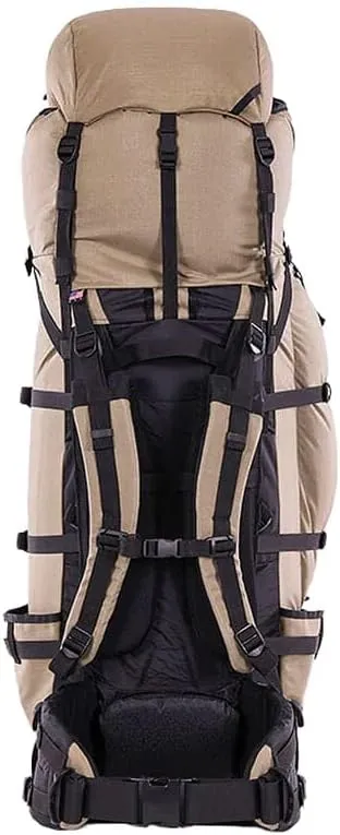 Stone Glacier Sky Guide 7900 Pack with Xcurve Frame, 7900 Cubic Inches, Tan, Large, Heavy-Duty YKK Zippers, 150  Pound Load Rating, Hydration Pack Compatible (50078-TN-L)