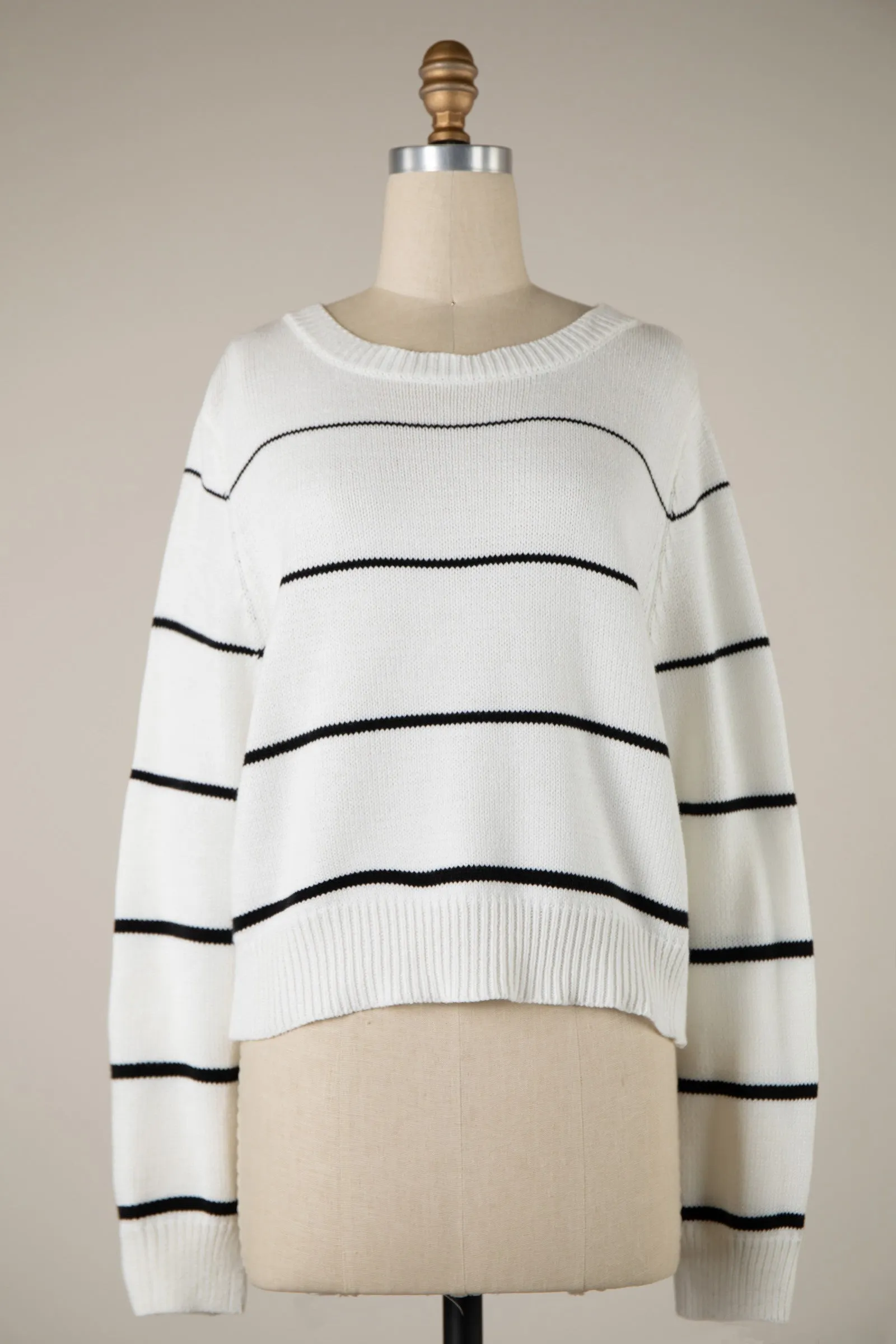 Striped Lightweight Cropped Knit Sweater Top