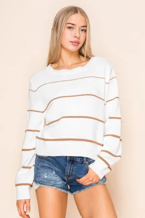 Striped Lightweight Cropped Knit Sweater Top
