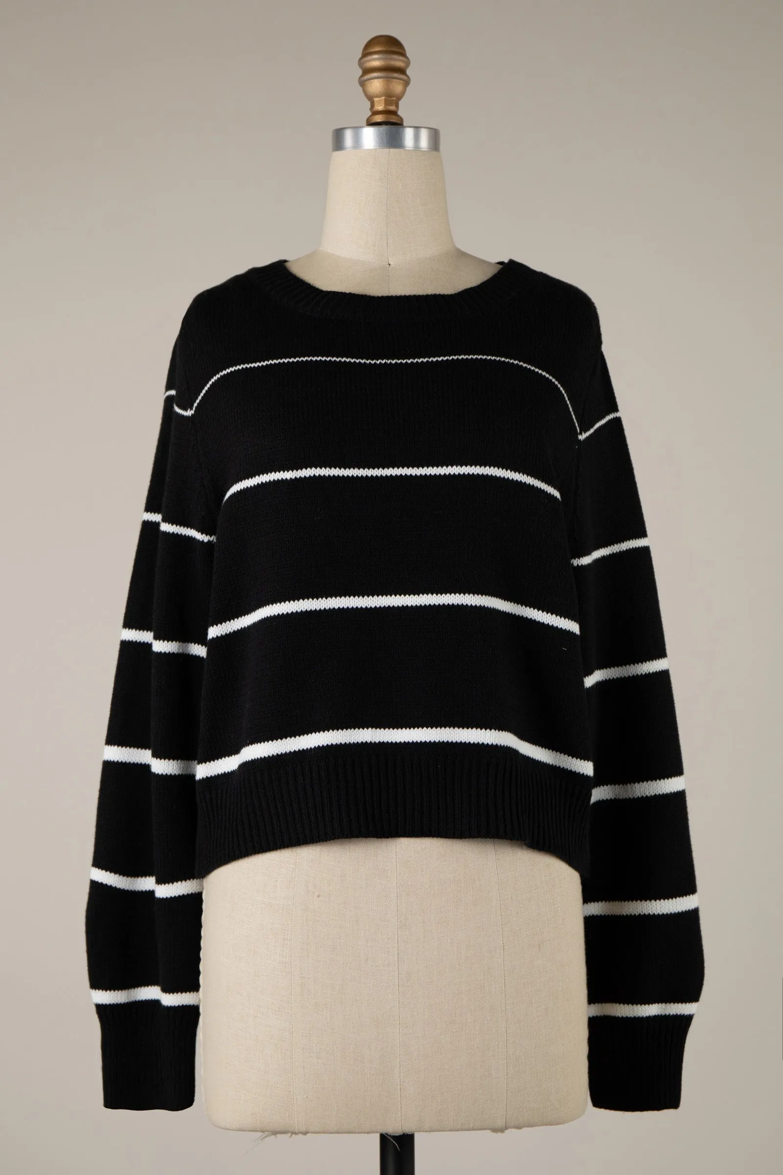 Striped Lightweight Cropped Knit Sweater Top