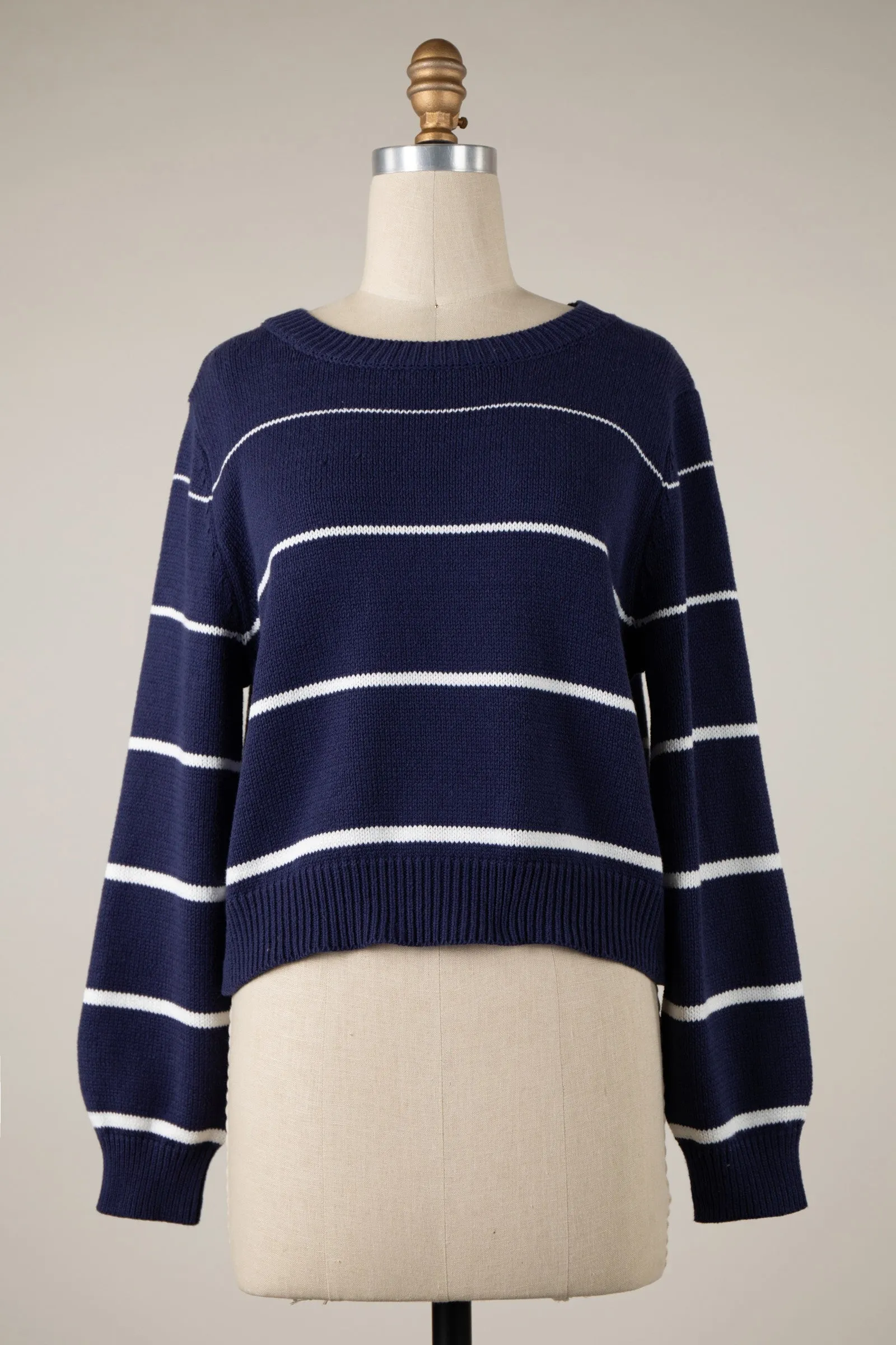 Striped Lightweight Cropped Knit Sweater Top