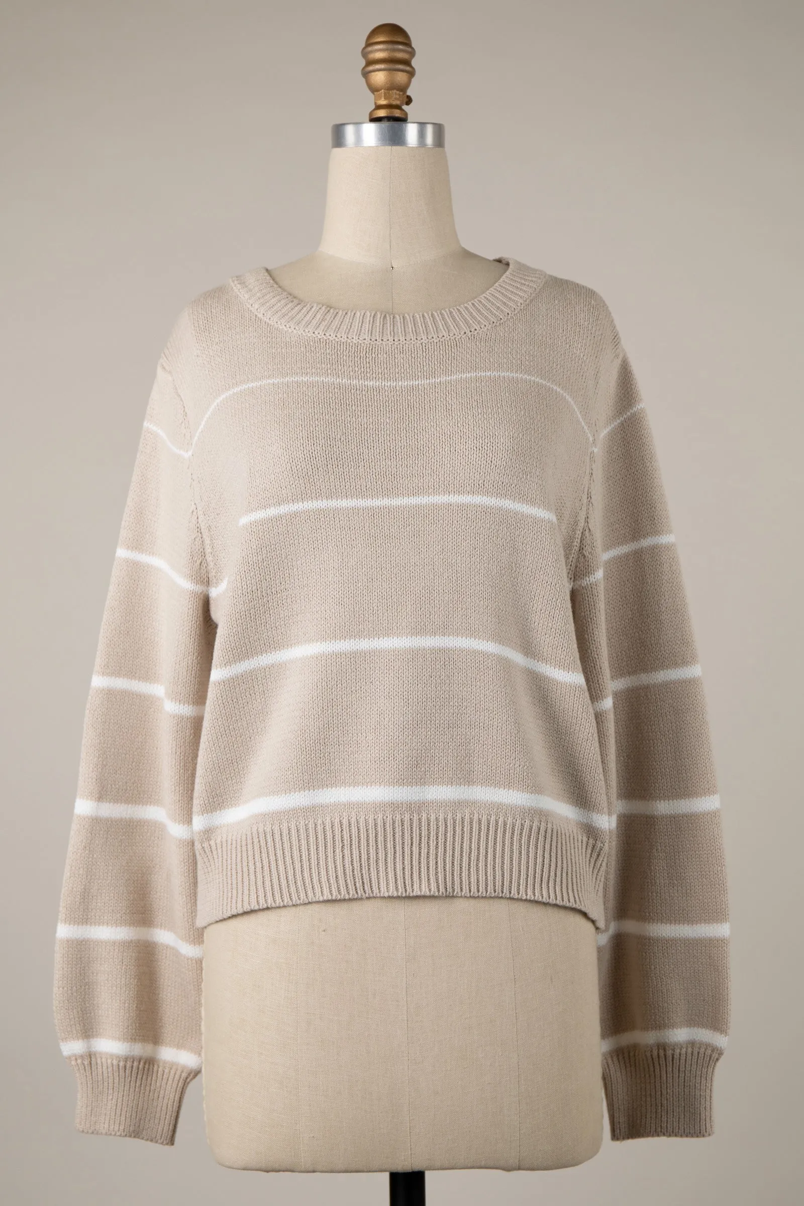 Striped Lightweight Cropped Knit Sweater Top