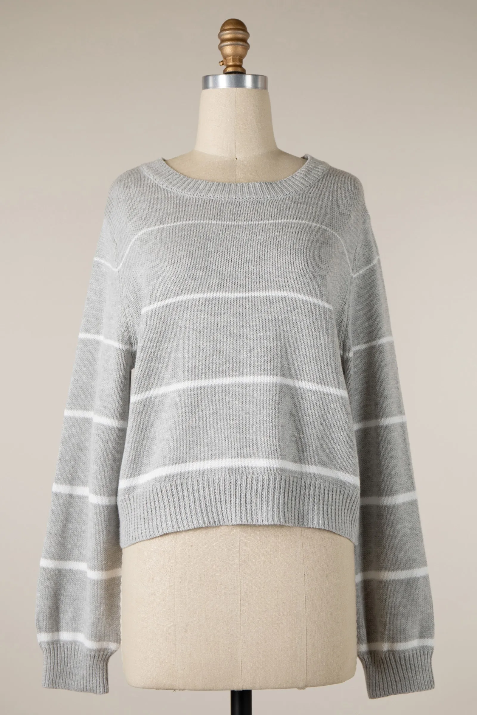 Striped Lightweight Cropped Knit Sweater Top
