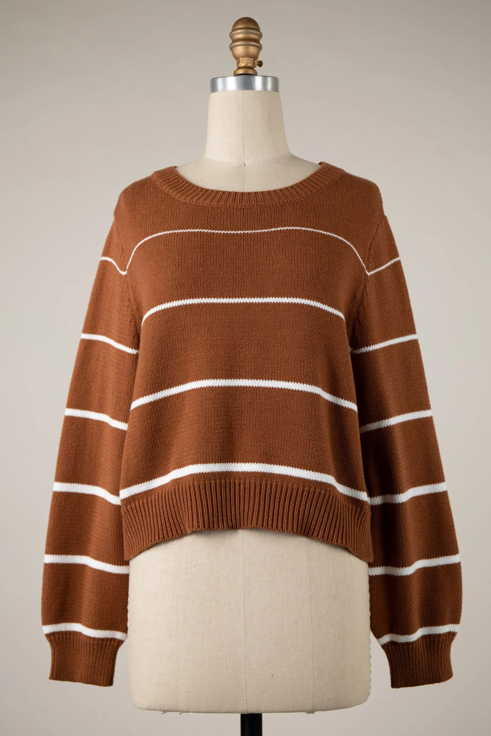 Striped Lightweight Cropped Knit Sweater Top