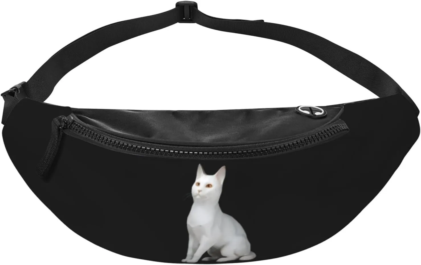 Stylish 3d White Cat Bumbags Waist Fanny Pack For Women Ladies Men Lightweight Bum Bag With Zip Pockets Adjustable Belt For Dog Walking Running Cycling Hiking Outdoor Sport