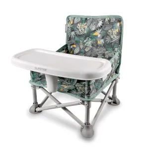 Summer by Bright Starts Pop 'N Sit Portable Booster Chair, Floor Seat, Indoor/Outdoor Use, Compact Fold, Jungle Botanical, 6 Mos - 3 Yrs