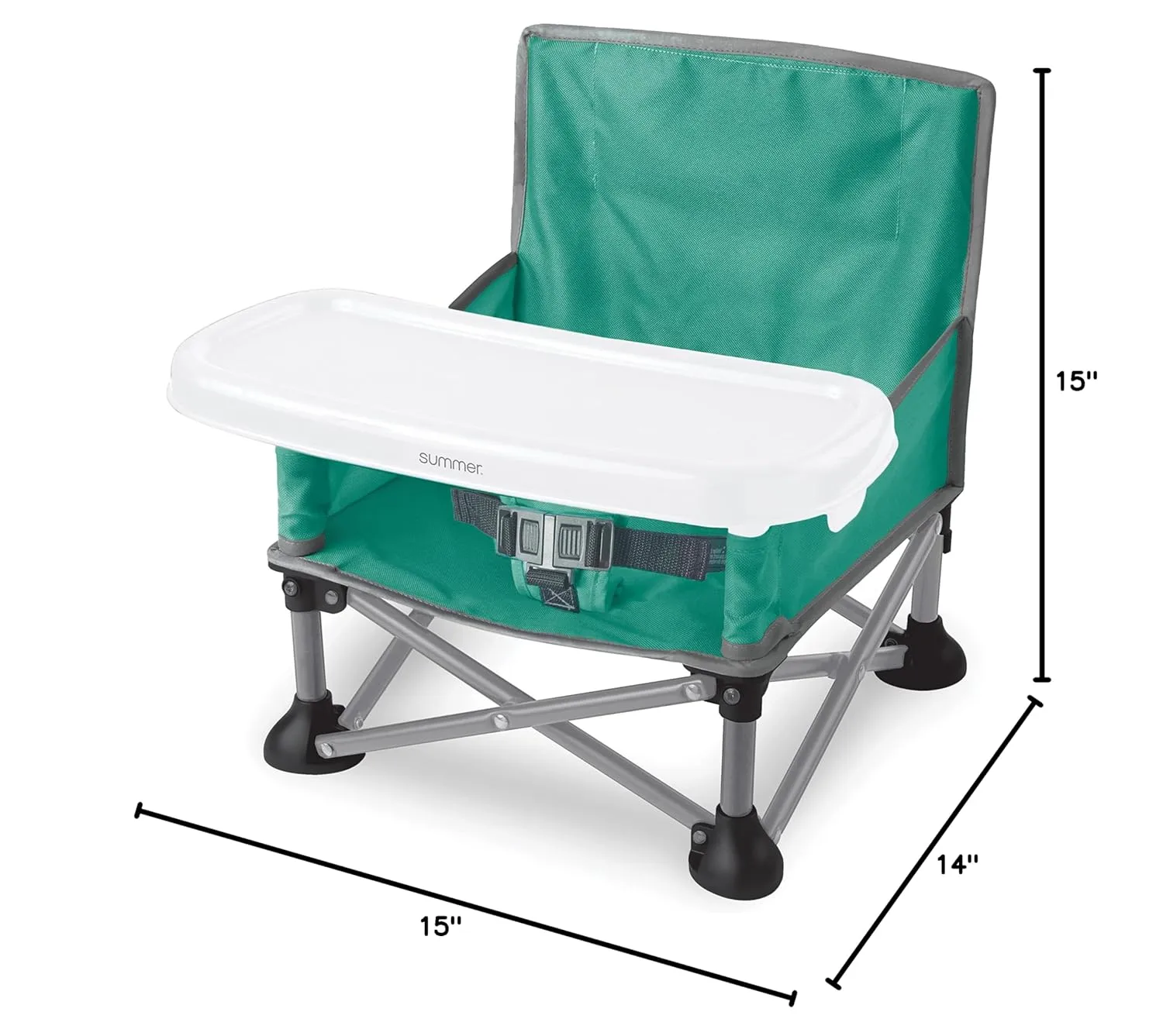 Summer by Bright Starts Pop 'N Sit Portable Booster Chair, Floor Seat, Indoor/Outdoor Use, Compact Fold, Teal, 6 Mos - 3 Yrs