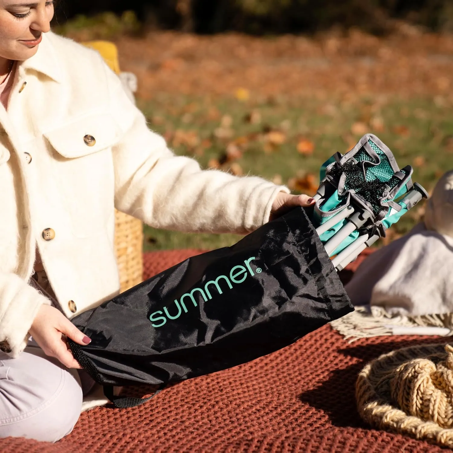Summer by Bright Starts Pop 'N Sit Portable Booster Chair, Floor Seat, Indoor/Outdoor Use, Compact Fold, Teal, 6 Mos - 3 Yrs