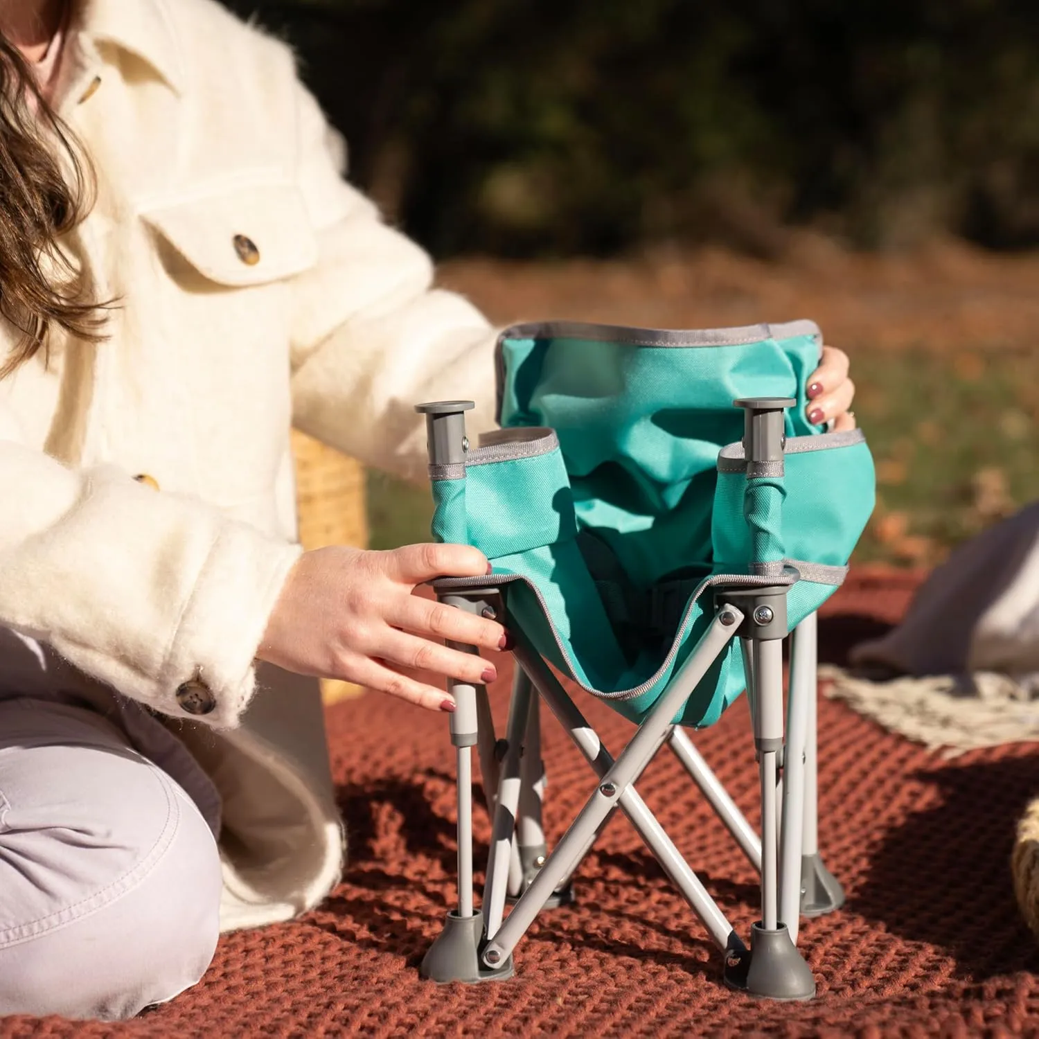 Summer by Bright Starts Pop 'N Sit Portable Booster Chair, Floor Seat, Indoor/Outdoor Use, Compact Fold, Teal, 6 Mos - 3 Yrs