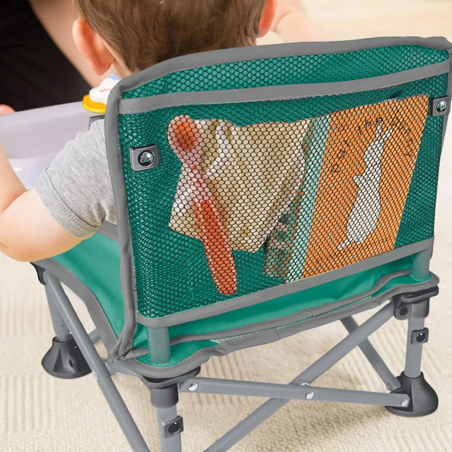 Summer by Bright Starts Pop 'N Sit Portable Booster Chair, Floor Seat, Indoor/Outdoor Use, Compact Fold, Teal, 6 Mos - 3 Yrs
