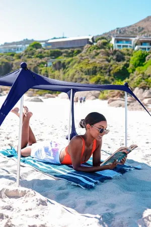 SUN NINJA Mini Beach Tent, UPF50  Beach Shade Sun Shelter with Carry Bag, Partial Shade for 2 Adults, Family, Pets, Coolers & Valuable Items