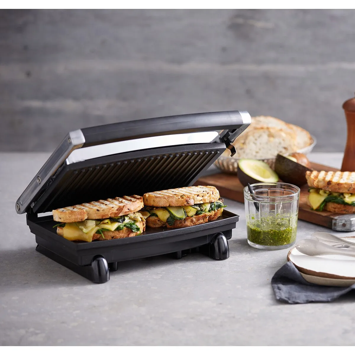 Sunbeam Compact Cafe Grill 2 Slice Sandwich Press - GR8210