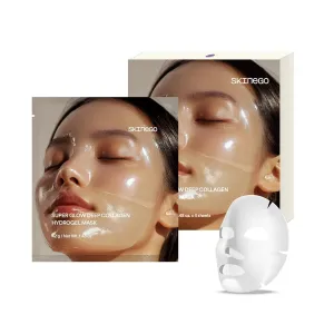Super Glow Deep Collagen Hydrogel Mask 1.48 oz × 8 Sheets, 5,000,000ppb Hydrolyzed Collagen, Elasticity, Wrinkle Care & Radiance, Overnight K-Beauty Mask (8 Count (Pack of 1))