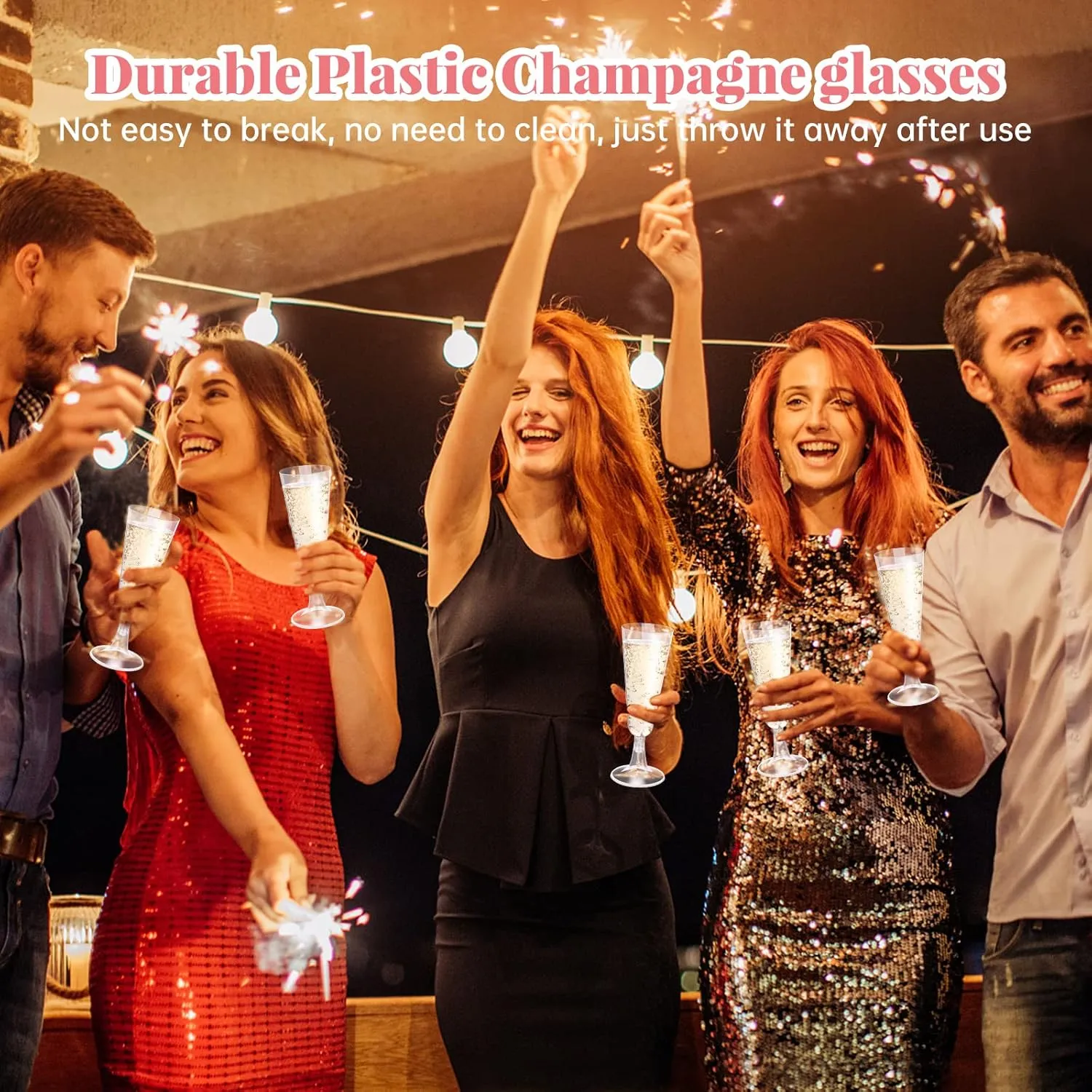 SUREHOME Plastic Champagne Flutes 40 Pack Disposable Champagne Glasses 5.5 Oz Clear Plastic Mimosa Glasses Wedding Cocktail Cups Bulk for Engagement Birthday Graduation Decorations 2025 Party Supplies