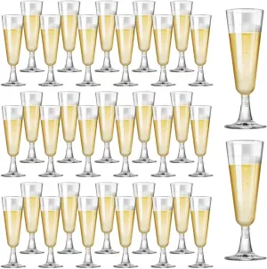 SUREHOME Plastic Champagne Flutes 40 Pack Disposable Champagne Glasses 5.5 Oz Clear Plastic Mimosa Glasses Wedding Cocktail Cups Bulk for Engagement Birthday Graduation Decorations 2025 Party Supplies