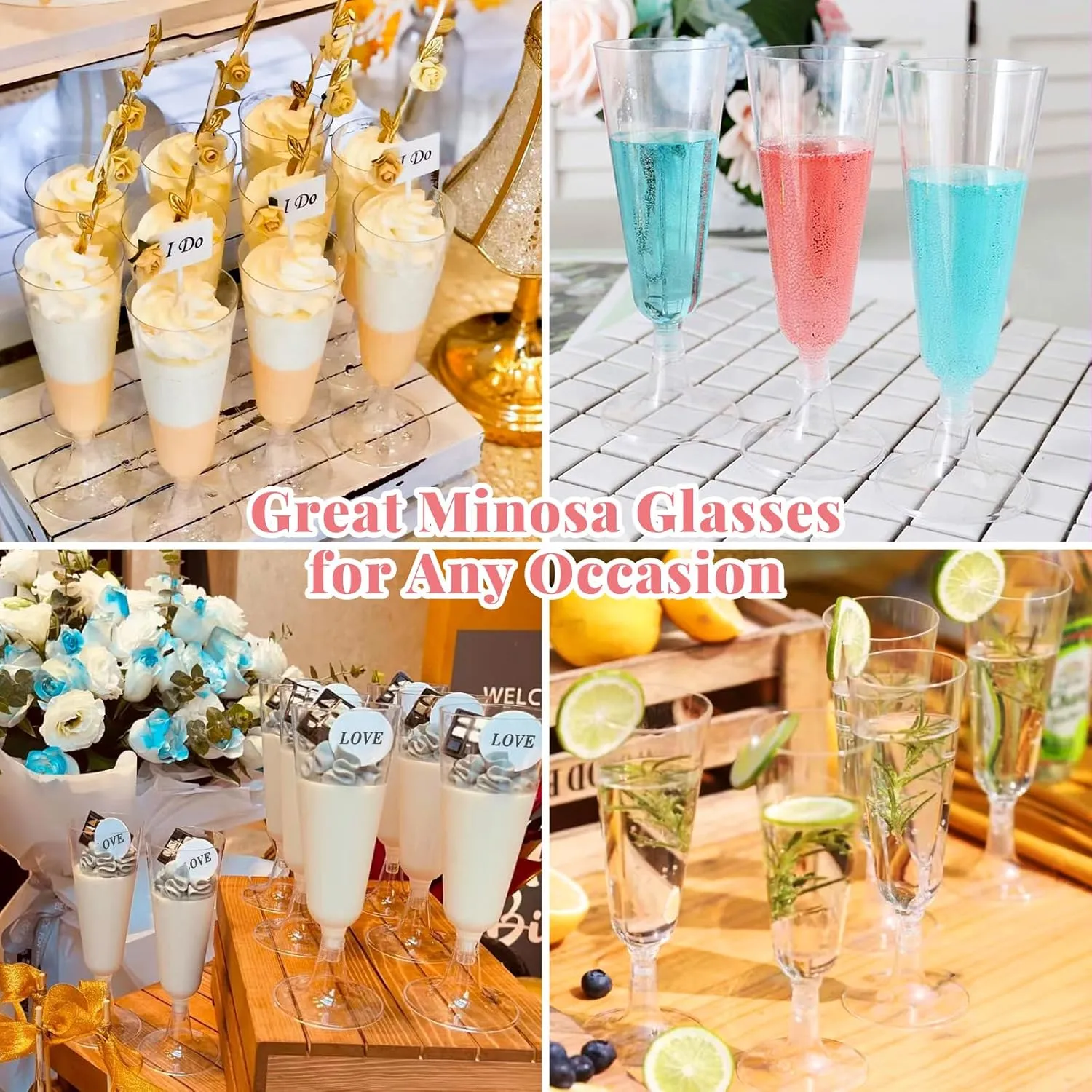 SUREHOME Plastic Champagne Flutes 40 Pack Disposable Champagne Glasses 5.5 Oz Clear Plastic Mimosa Glasses Wedding Cocktail Cups Bulk for Engagement Birthday Graduation Decorations 2025 Party Supplies