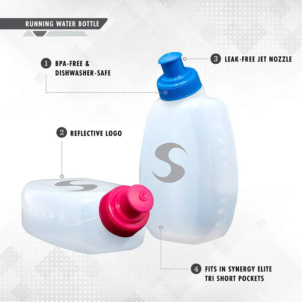 Synergy Reusable Handheld Hydration Running Water Bottles (9oz 4-Pack, Pink)