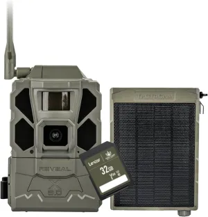 TACTACAM Reveal X Gen 3.0 Cellular Trail Camera - Multi Carrier, HD Photos & Videos, Pre-Installed Antenna, Built-in GPS, Low-Glow IR Flash, Fast Trigger Speed   Reveal Solar Panel and 32GB SD Card