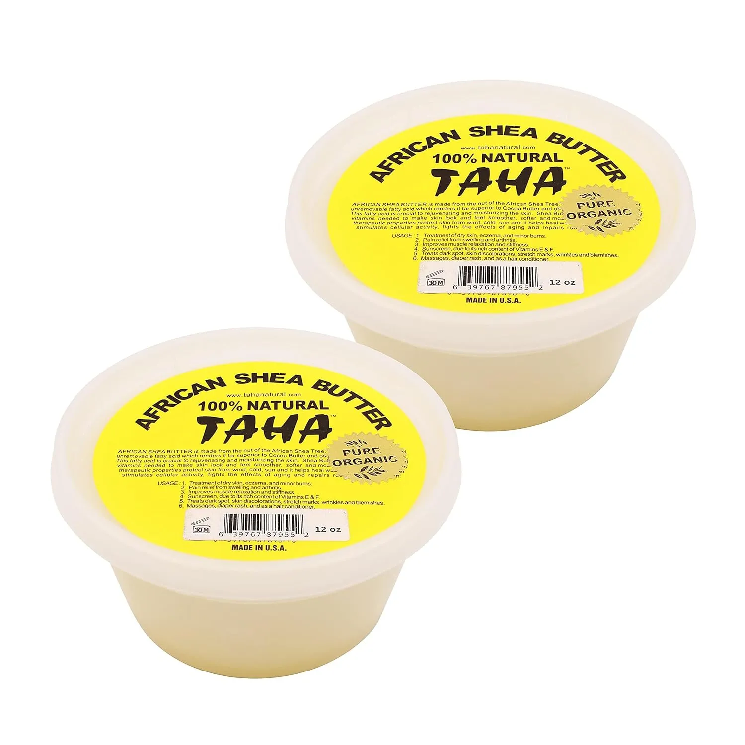 Taha Solid Ivory Shea Butter, Ivory Variety, 12 Oz (Pack of 2)