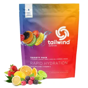 Tailwind Nutrition Rapid Hydration Carbohydrate & Electrolyte Powder, Vitamin C & Sea Salt Exercise Workout Mix, 5 Flavor Variety Pack, Pack of 15 Sticks