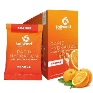 Tailwind Nutrition Rapid Hydration Carbohydrate & Electrolyte Powder, Vitamin C & Sea Salt Exercise Workout Mix, Orange, Pack of 12 Sticks