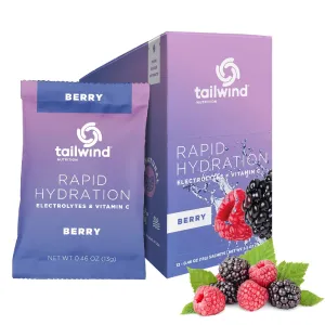 Tailwind Nutrition Rapid Hydration Powder Packets, Electrolyte Drink Mix, Non-GMO, Vegan, Vitamin-C, Berry, Pack of 12 Sticks