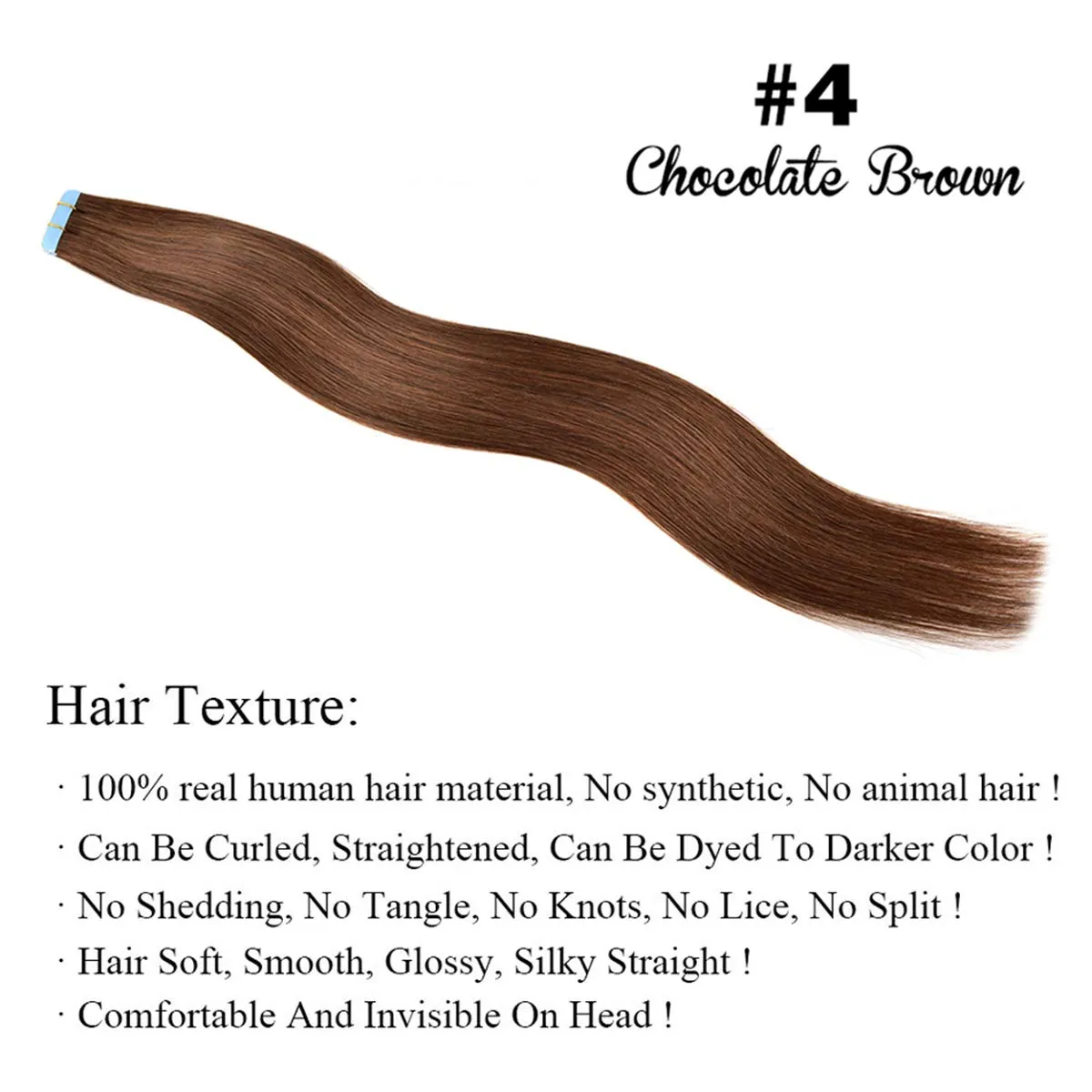 Tape in Hair Extensions Human Hair 14 inch Skin Weft Tape in Straight Thick Natural Hair Extensions with 12 Pieces Replacement Tape 20pcs 50g Chocolate Brown #4