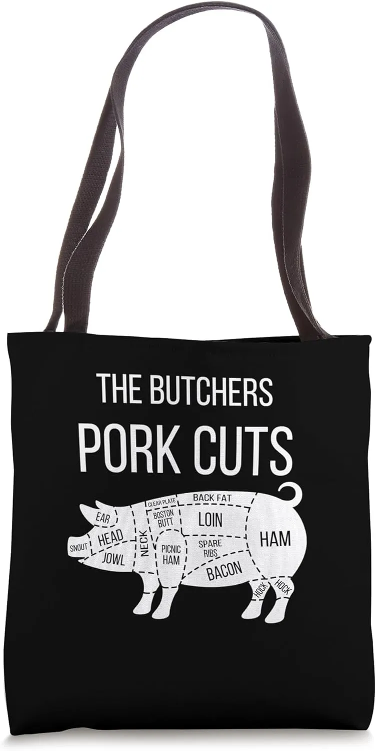 The Butchers Pork Cuts Pig Meat Cuts Diagram Tote Bag