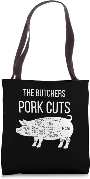 The Butchers Pork Cuts Pig Meat Cuts Diagram Tote Bag