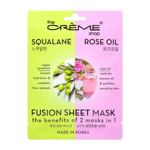 The Crème Shop Rose & Squalane Fusion Sheet Mask, Korean Sheet Mask, Rose Face Mask with Vegan Squalane and Hyaluronic Acid, Face Mask Sheet for Sensitive Skin (5 Pack)