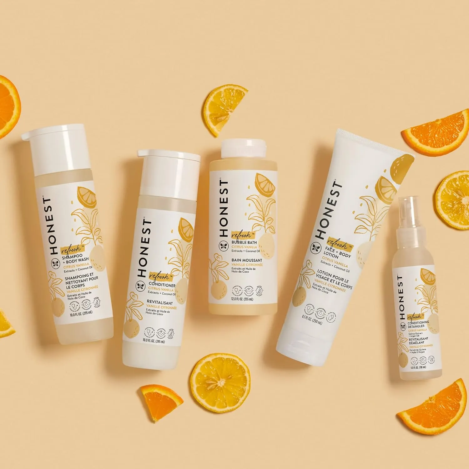 The Honest Company Conditioning Hair Detangler 3-Pack | Leave-in Conditioner   Fortifying Spray | Tear-free, Cruelty-Free, Hypoallergenic | Citrus Vanilla Refresh, 4 fl oz each (pack of 3)