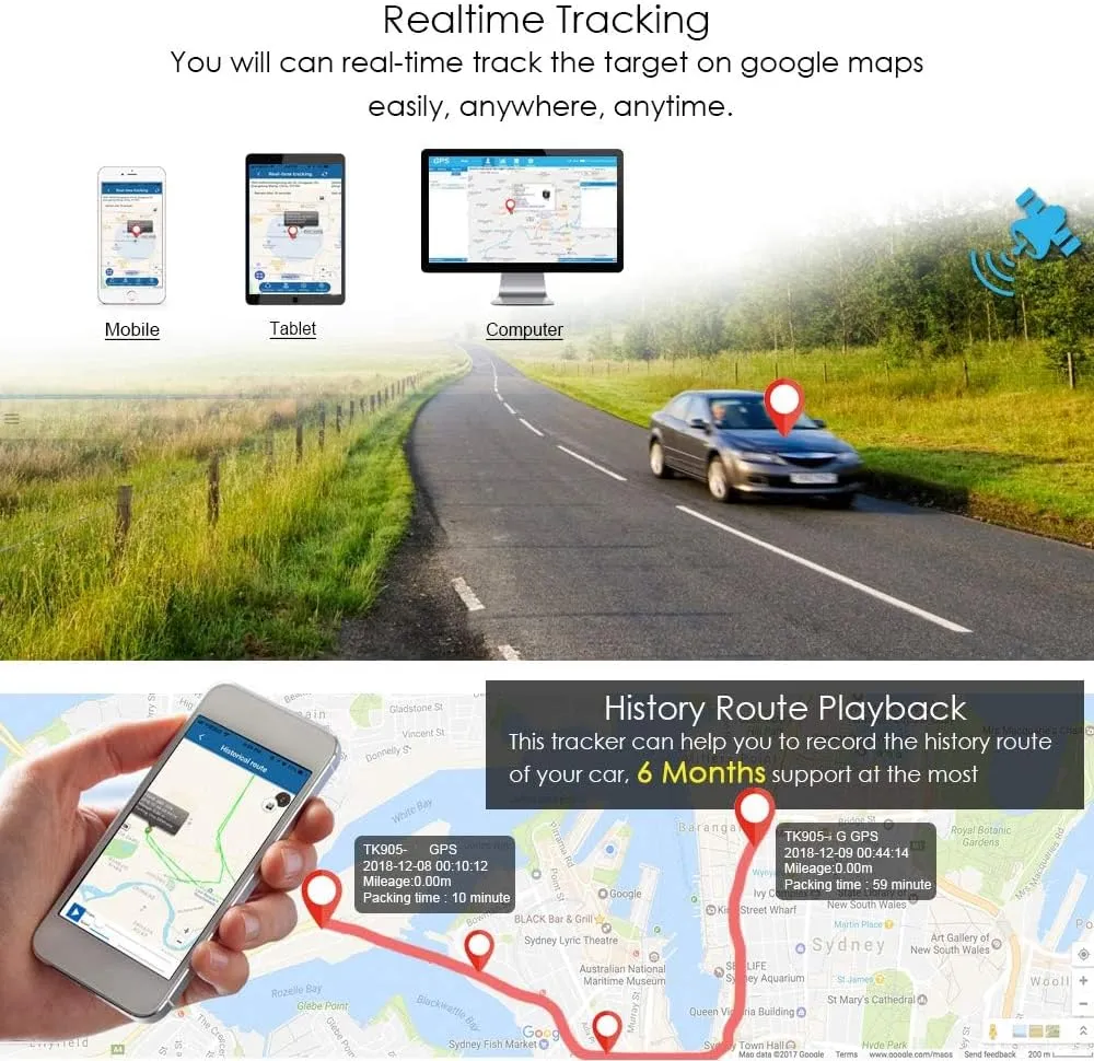 TKSTAR 4G GPS Tracker for Vehicles Hidden Magnetic Car GPS Tracker Locator Real-time Vehicle Tracking Devices with Electric Fence and Anti-Theft Alarm for Car/Motorcycle/Trucks/Fleet/Boat (4G TK905)