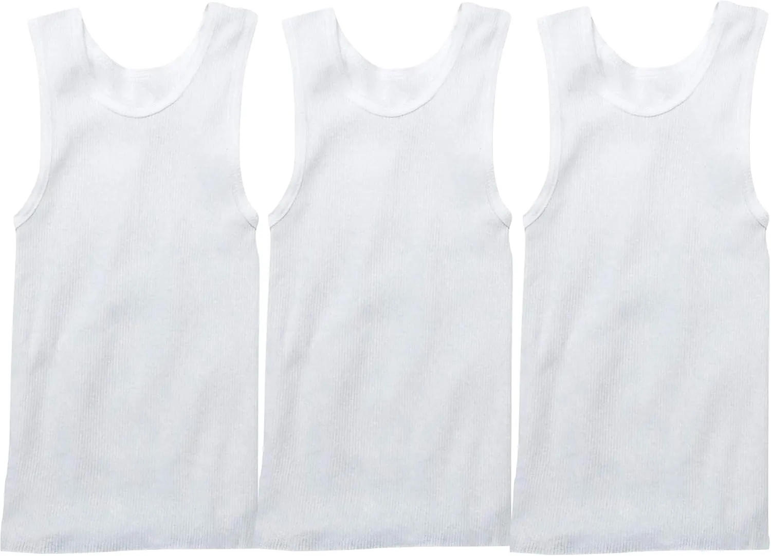 ToBeInStyle Men's Pack 100% Preshrunk Cotton Sleeveless Lightweight White Under Tanks