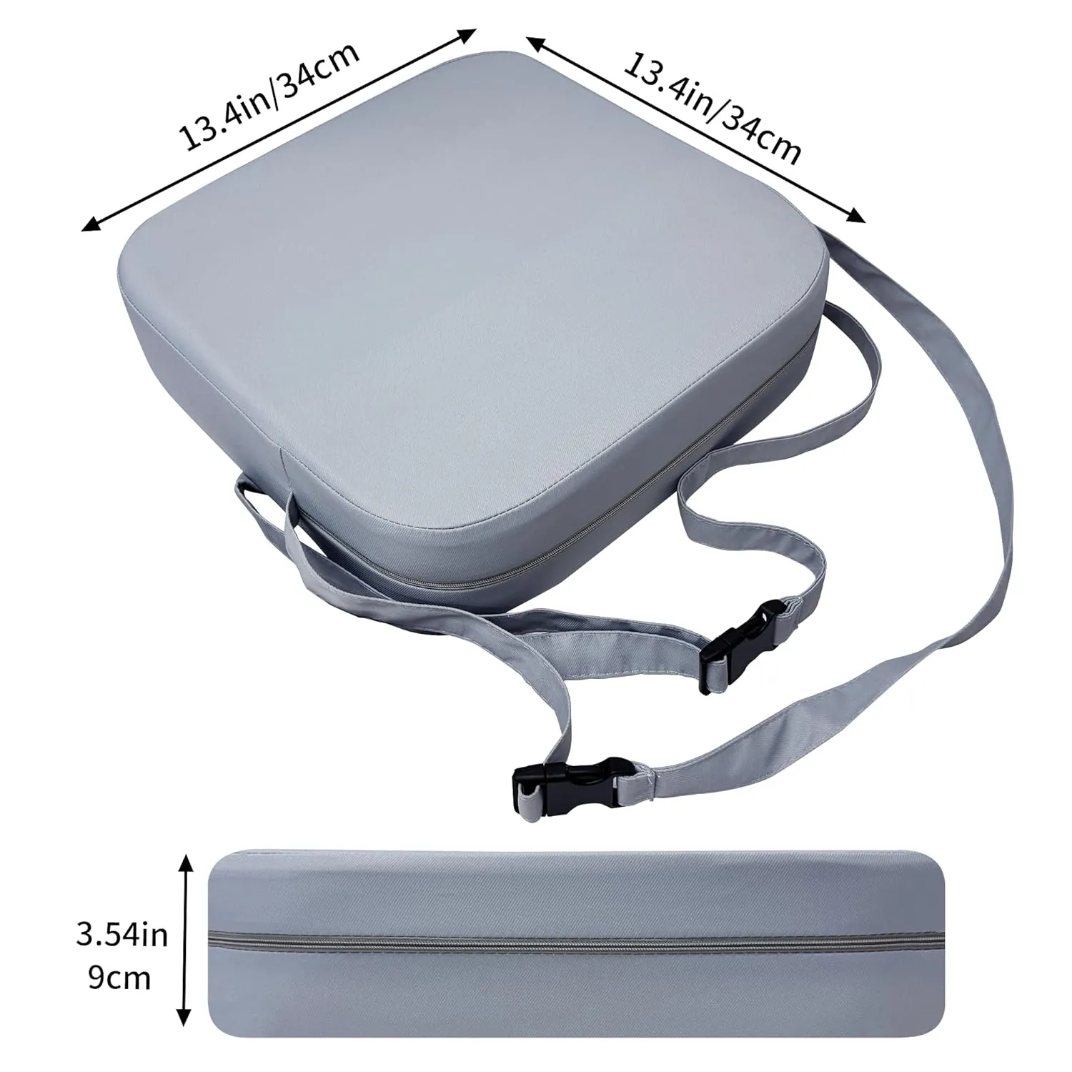 Toddler Booster Seat for Kitchen Chair, 3.5" Oxford Foam Cushion, Non-Slip Base, Adjustable Straps, Portable Dining Booster for Self-Feeding Toddlers at Home or on The Go (Grey)