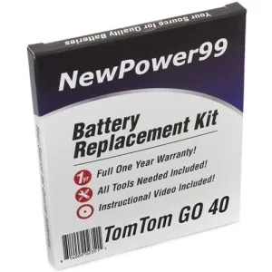 TomTom GO 40 Battery Replacement Kit with Tools, Video Instructions, Extended Life Battery and Full One Year Warranty