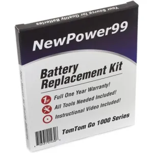 TomTom Go LIVE 1000 Battery Replacement Kit with Tools, Video Instructions, Extended Life Battery and Full One Year Warranty