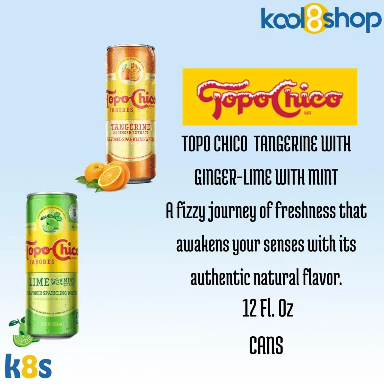 Topo Chico Lime-Tangerine 12 fl oz Slim Aluminum Can 16 Pack  1 Reusable Can Kit by KOOL8SHOP Infinite Deals