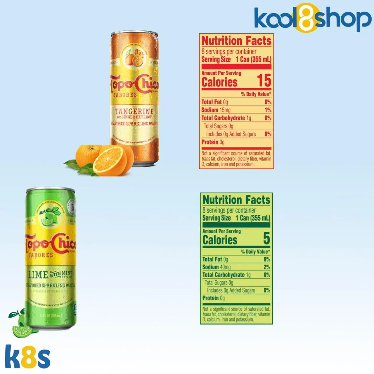 Topo Chico Lime-Tangerine 12 fl oz Slim Aluminum Can 16 Pack  1 Reusable Can Kit by KOOL8SHOP Infinite Deals