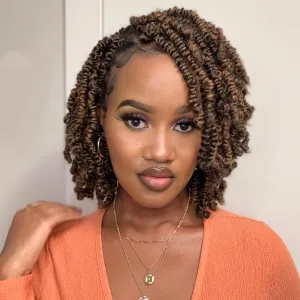 Toyotress Bob Spring Twist Hair - 6 Inch 8 Packs Ombre Ginger Pre-twisted Crochet Hair Spring Twists Crochet Braids, Synthetic Braiding Hair Extensions (6 Inch, OT350-8P)