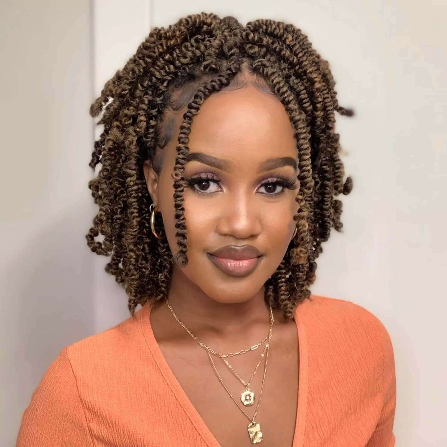 Toyotress Bob Spring Twist Hair - 6 Inch 8 Packs Ombre Ginger Pre-twisted Crochet Hair Spring Twists Crochet Braids, Synthetic Braiding Hair Extensions (6 Inch, OT350-8P)