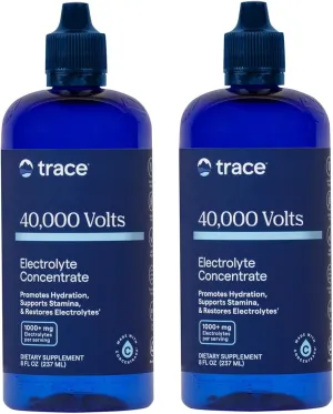 Trace Minerals 40,000 Volts - Concentrate Supplement Drops for Electrolyte Support - Support Muscle Health & Vitality - Workout Drink to Aid Hydration - 8 fl oz (Pack of 2) (96 Servings)