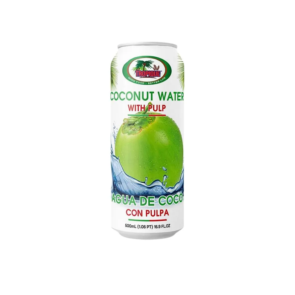 Tropique Coconut Water with Pulp, 16oz Pack of 6, Refreshing Hydration and Tropical Flavor